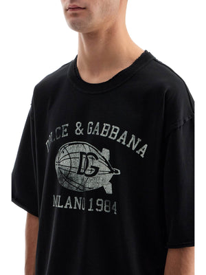 Oversized Graphic Cotton T-Shirt-Dolce & Gabbana-JOHN JULIA