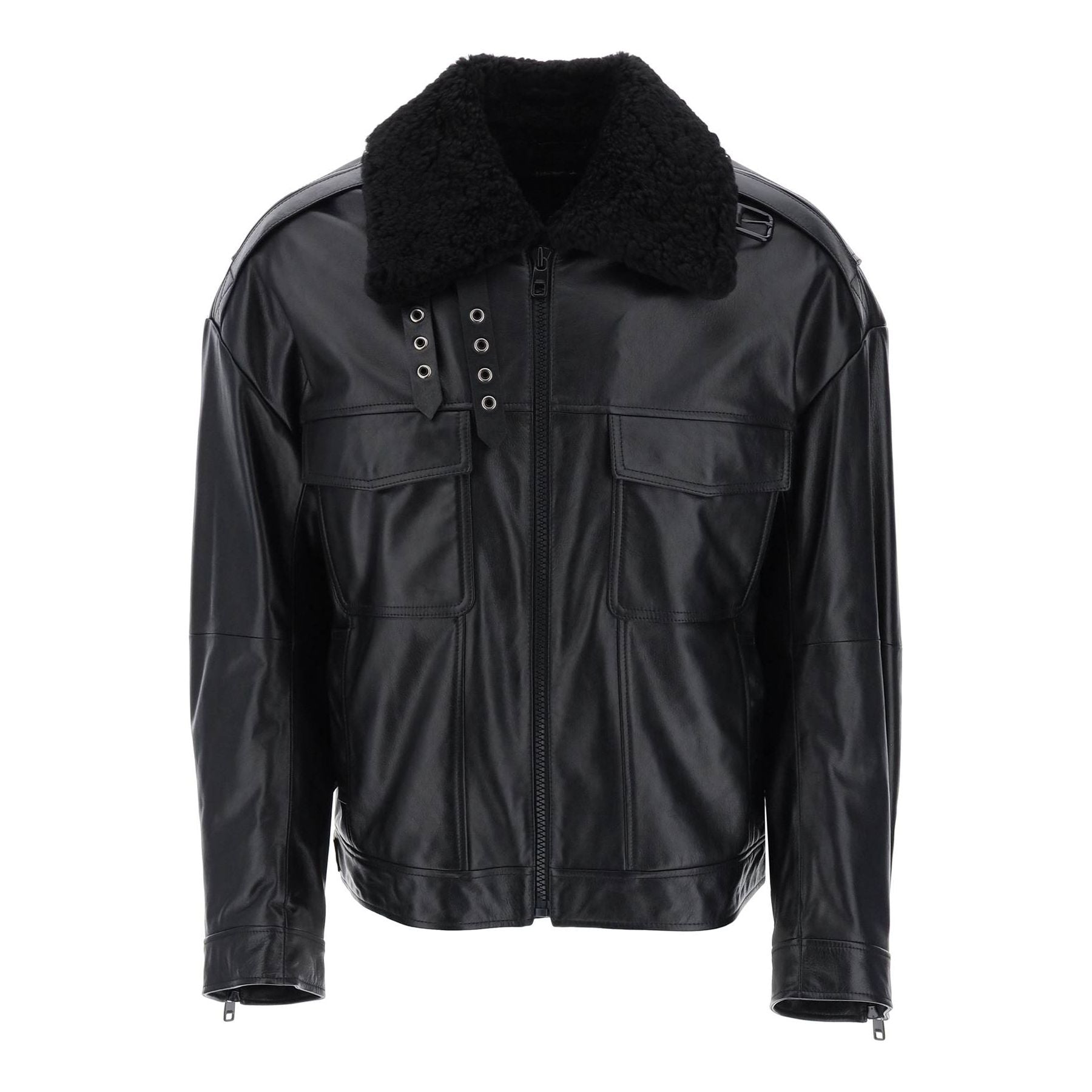 Leather And Fur Biker Jacket