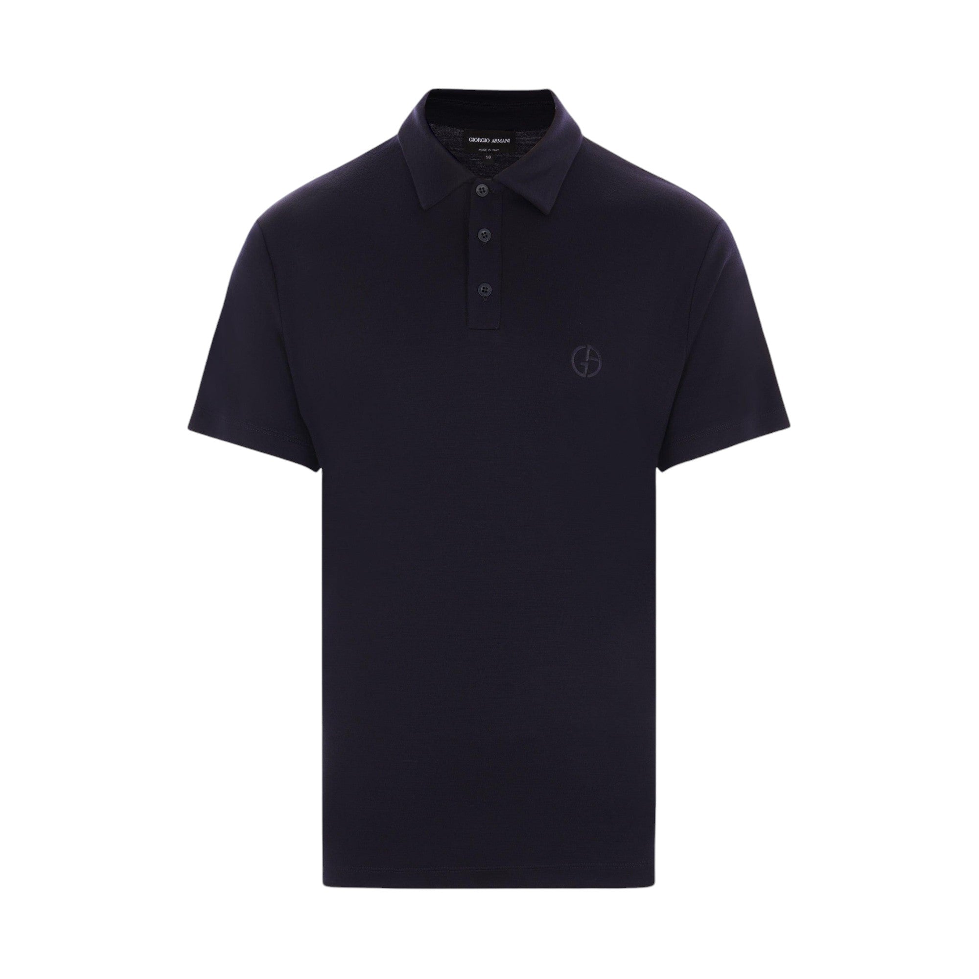 GA Embroidered Wool Polo Shirt-GIORGIO ARMANI-JOHN JULIA