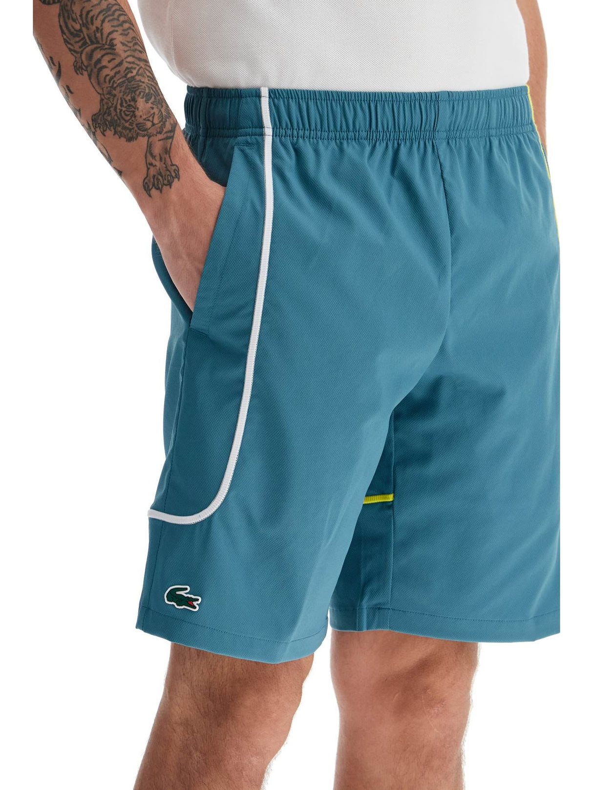 Sporty Contrasting Stitch Shorts-Lacoste-JOHN JULIA