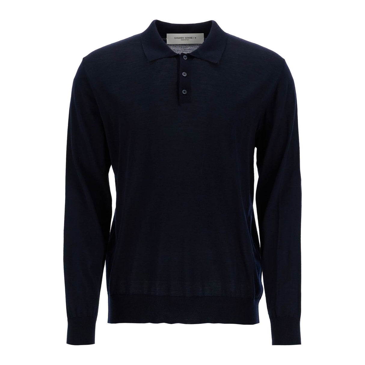 Lightweight Wool Long-Sleeved Polo Shirt