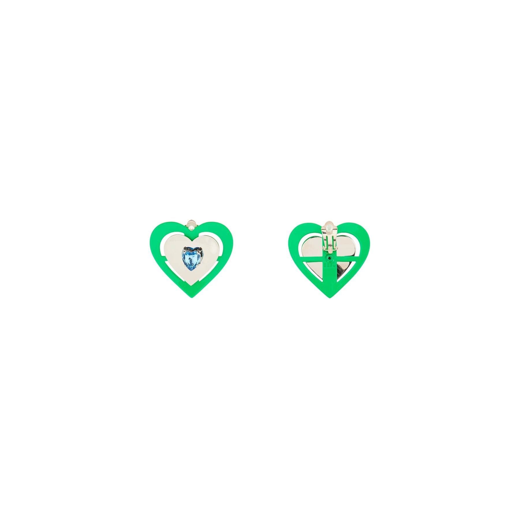 Green Neon Heart' Clip On Earrings