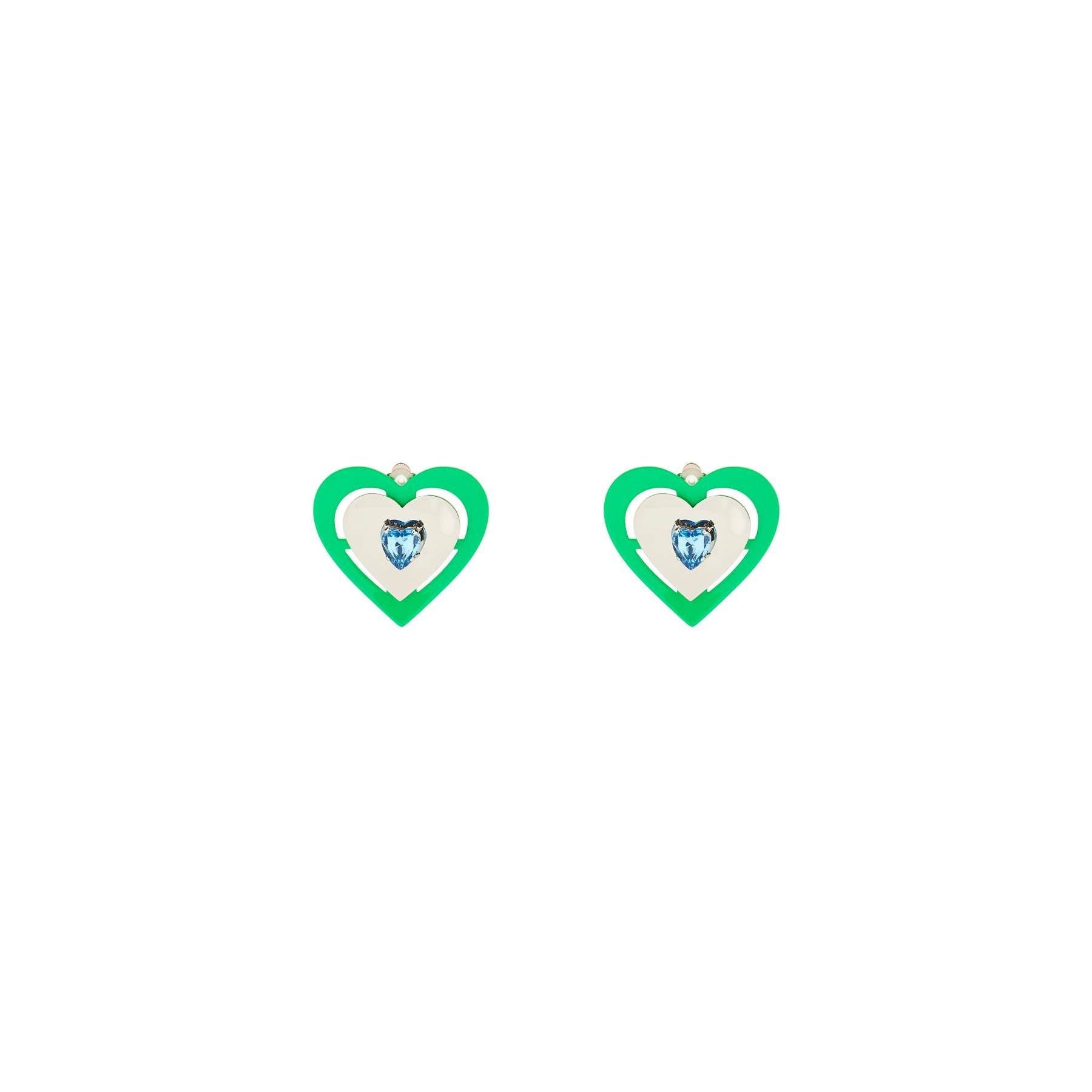 Green Neon Heart' Clip On Earrings