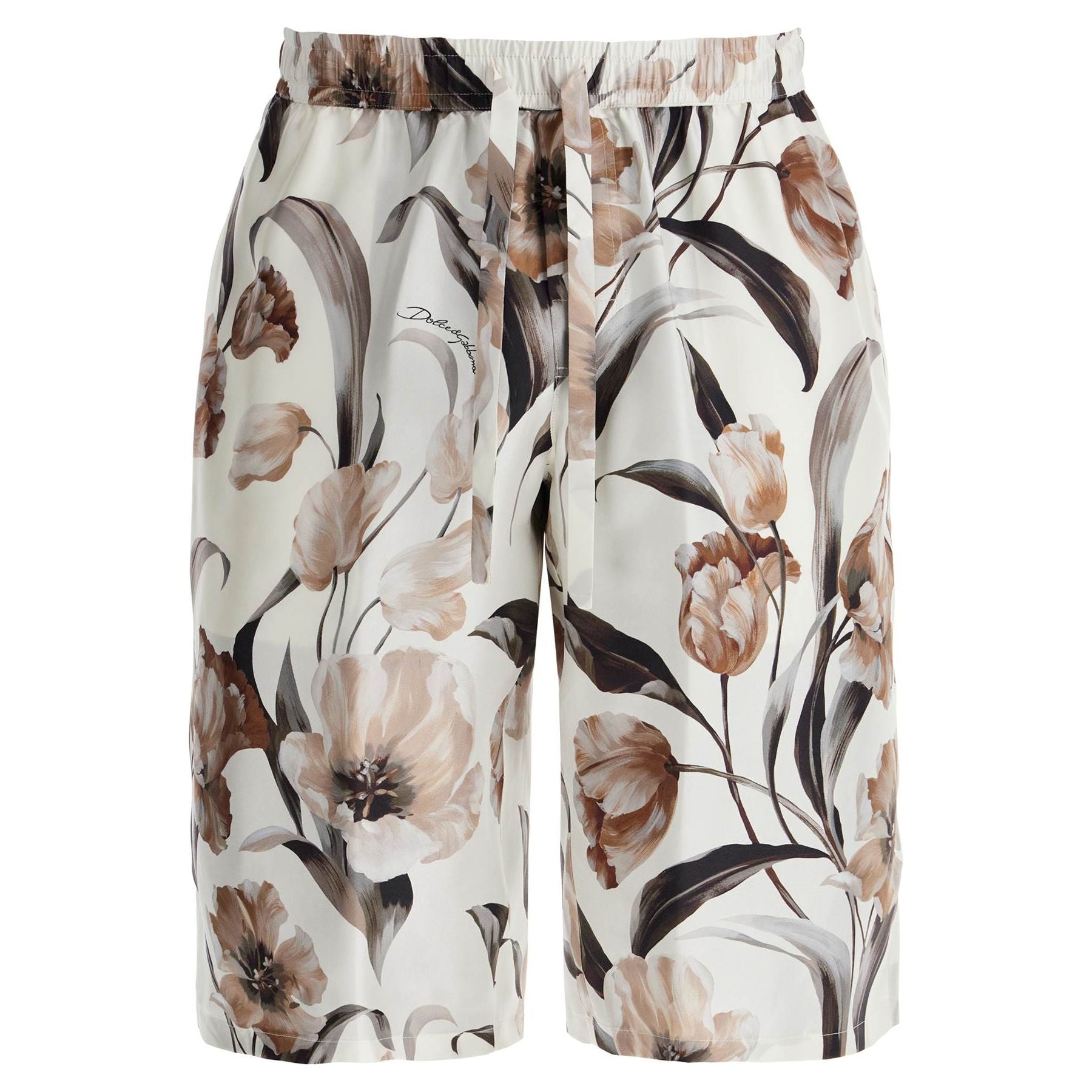 Floral Silk Twill Shorts
