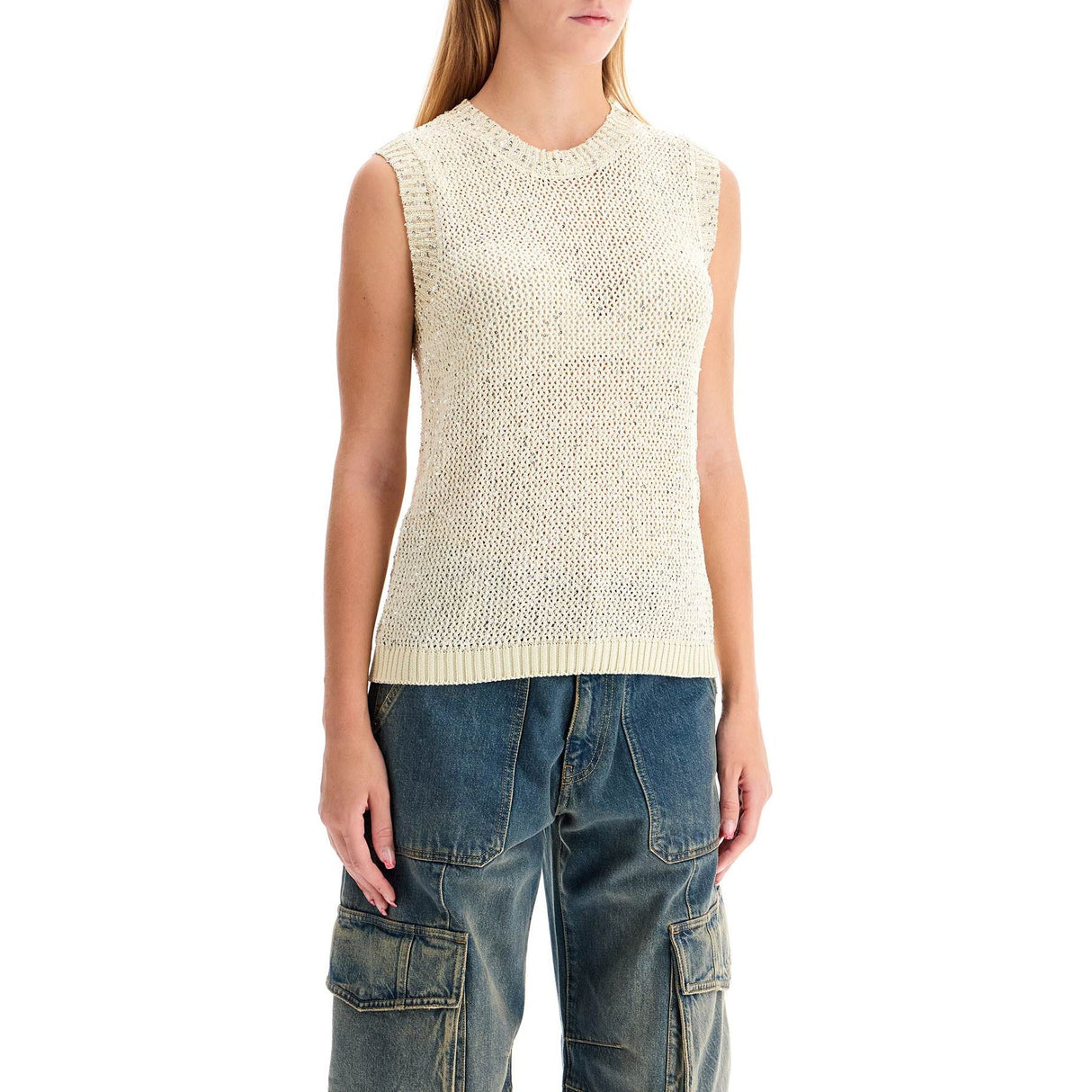 GOLDEN GOOSE-Knitted Vest With Sequins Embell -JOHN JULIA.