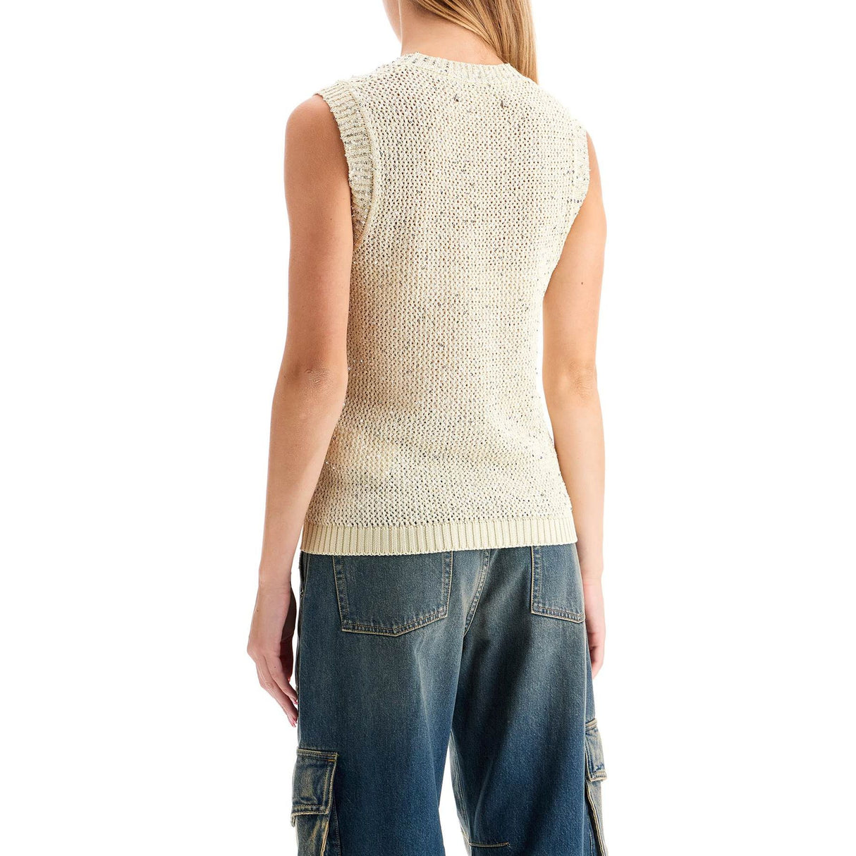 GOLDEN GOOSE-Knitted Vest With Sequins Embell -JOHN JULIA.