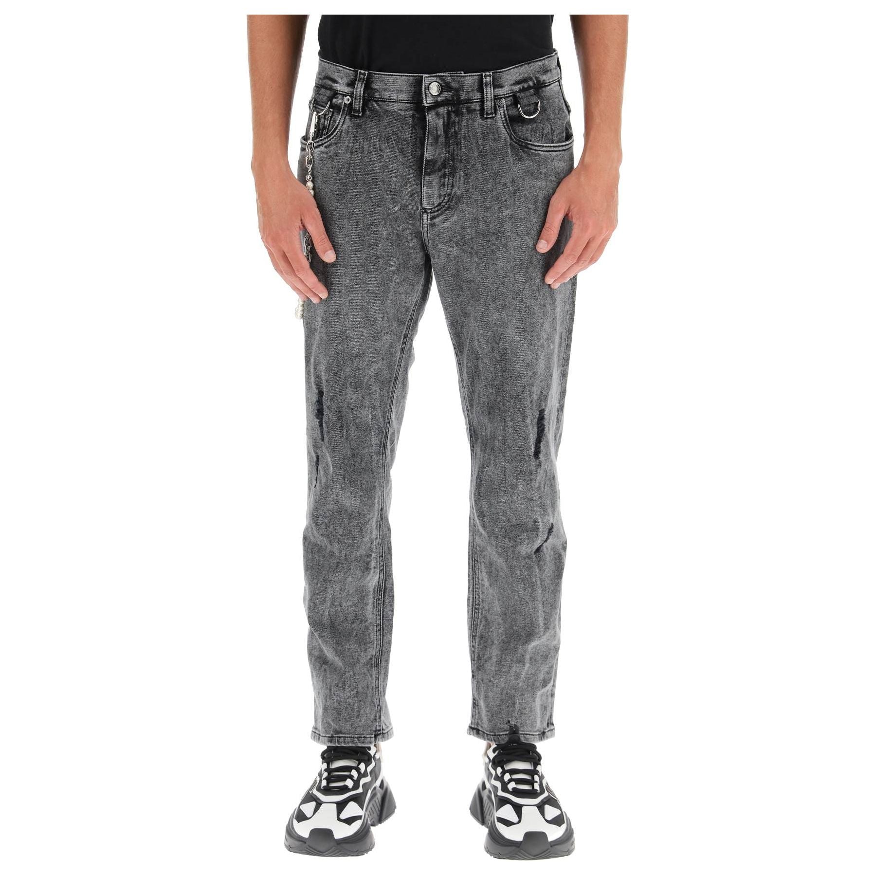 Stretch-Cotton Jeans With Keychain