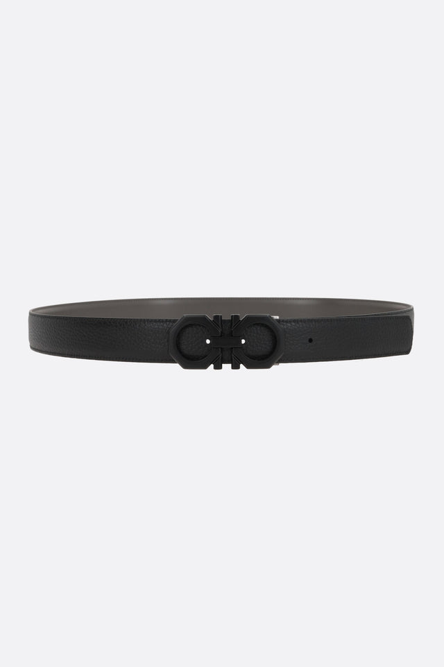 Gancini Grainy And Smooth Leather Reversible Belt-FERRAGAMO-JOHN JULIA