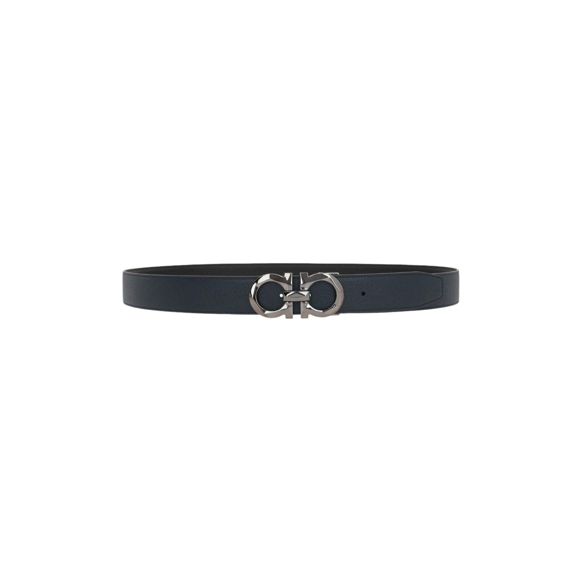 Gancini Grainy Leather Reversible Belt-FERRAGAMO-JOHN JULIA