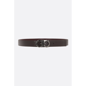 Gancini Shiny Leather Reversible Belt-FERRAGAMO-JOHN JULIA