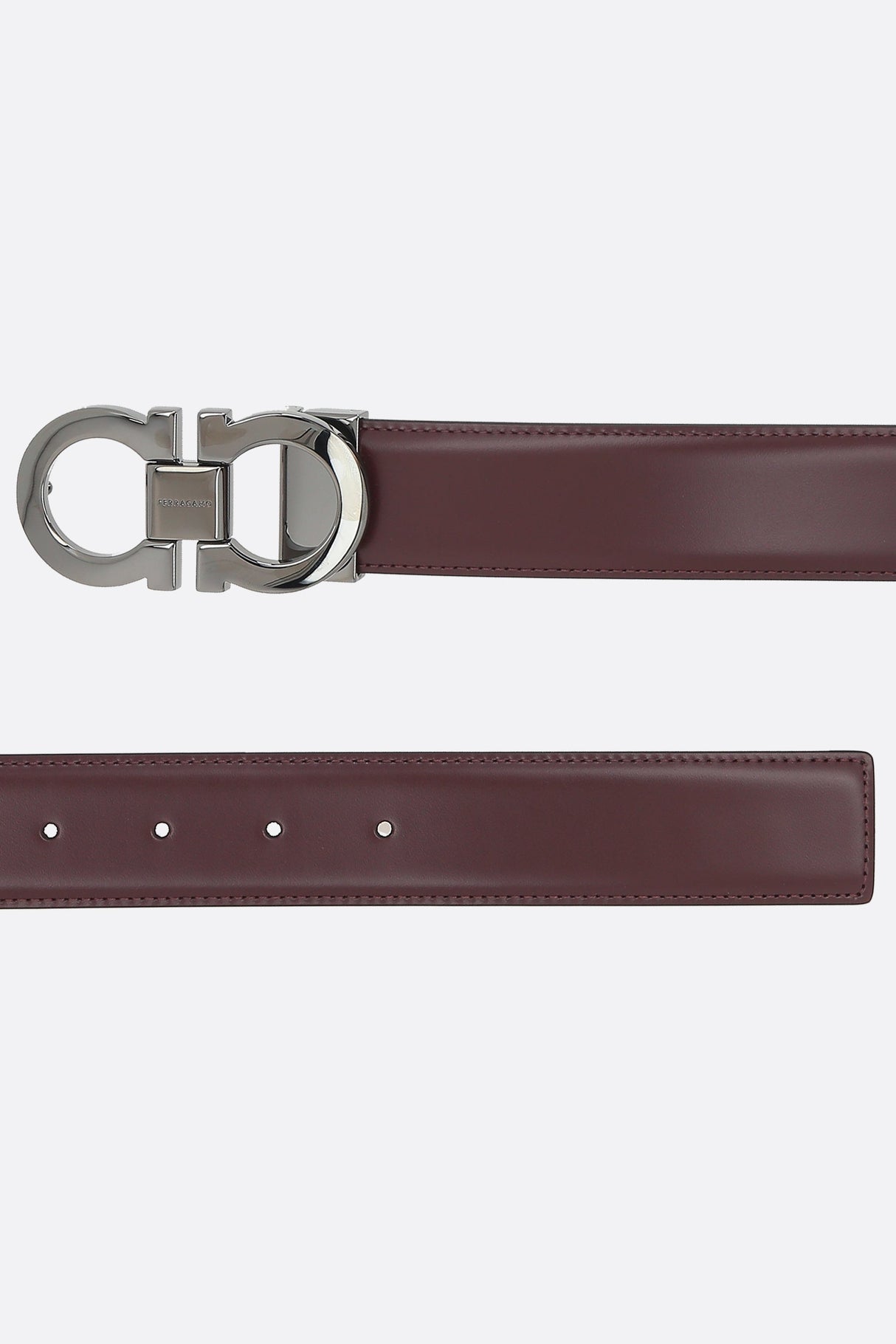 Gancini Shiny Leather Reversible Belt-FERRAGAMO-JOHN JULIA