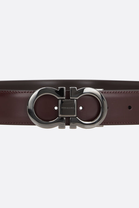 Gancini Shiny Leather Reversible Belt-FERRAGAMO-JOHN JULIA