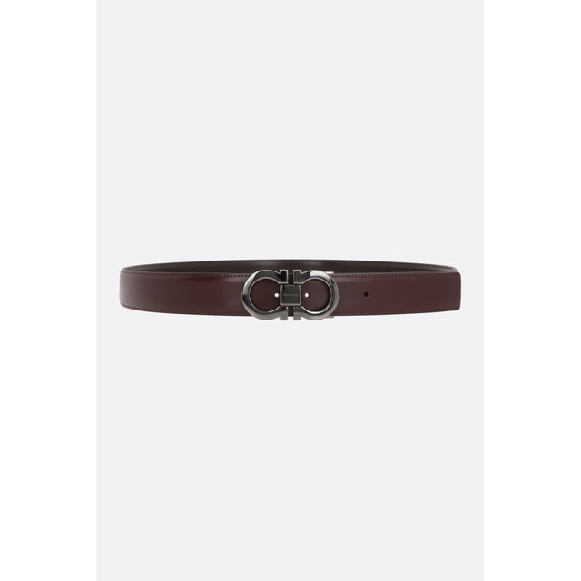 Gancini Shiny Leather Reversible Belt-FERRAGAMO-JOHN JULIA