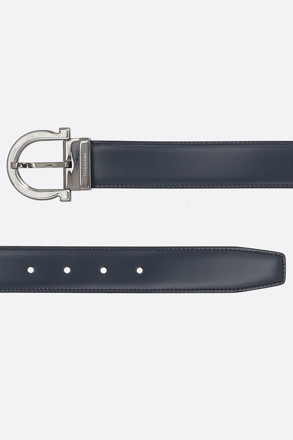 Gancini Smooth And Grainy Leather Reversible Belt-FERRAGAMO-JOHN JULIA