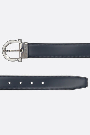 Gancini Smooth And Grainy Leather Reversible Belt-FERRAGAMO-JOHN JULIA