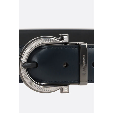 Gancini Smooth And Grainy Leather Reversible Belt-FERRAGAMO-JOHN JULIA