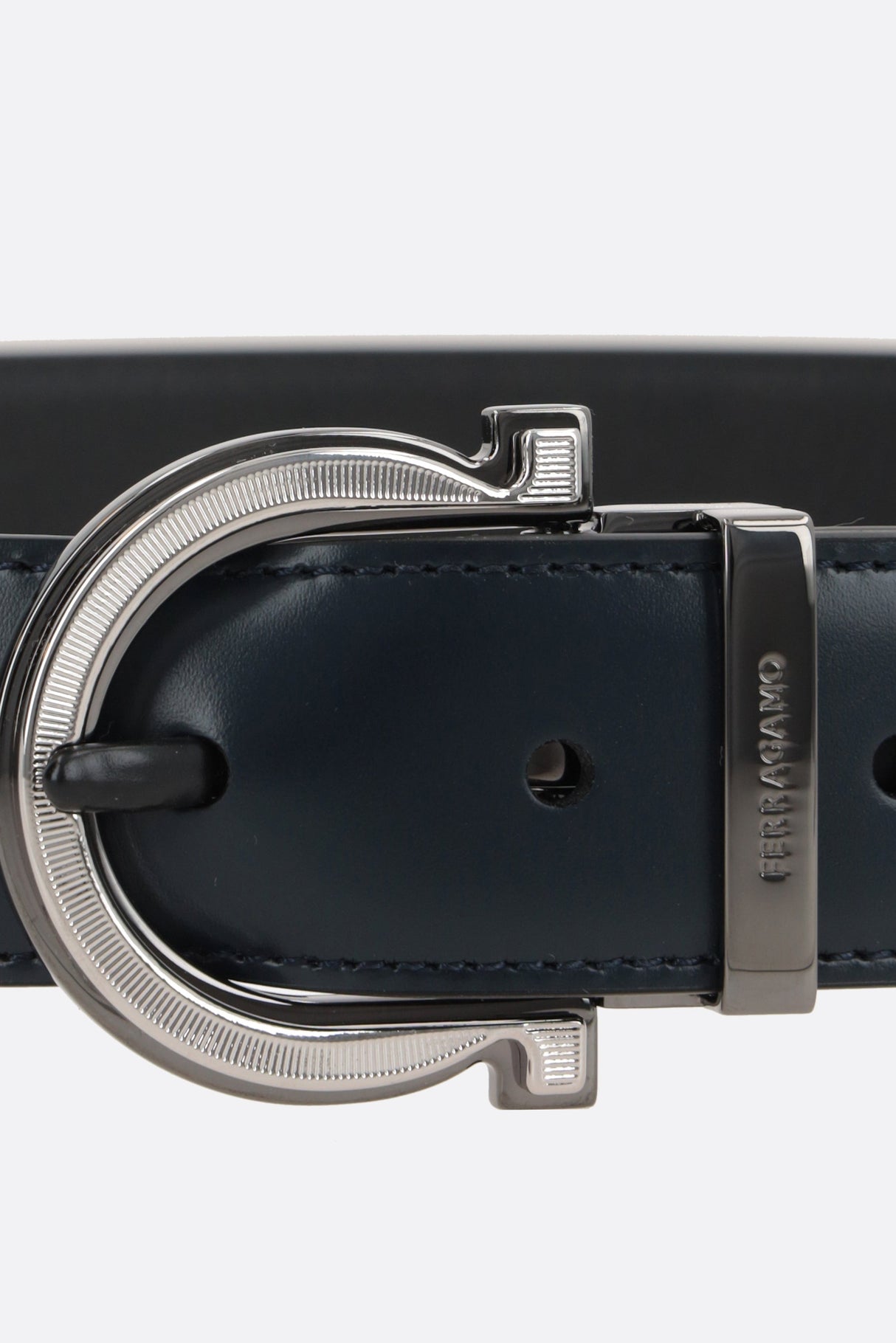 Gancini Smooth And Grainy Leather Reversible Belt-FERRAGAMO-JOHN JULIA