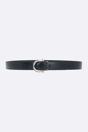 Gancini Smooth And Grainy Leather Reversible Belt-FERRAGAMO-JOHN JULIA