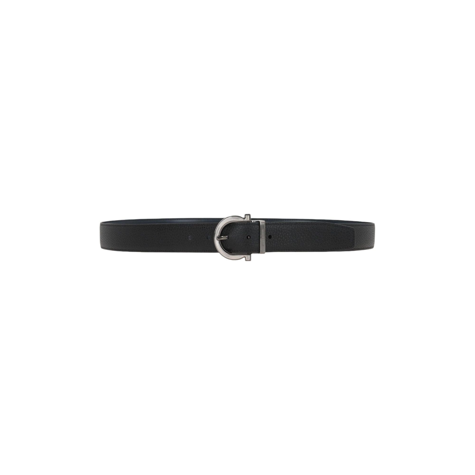 Gancini Smooth and Grainy Leather Reversible Belt-FERRAGAMO-JOHN JULIA