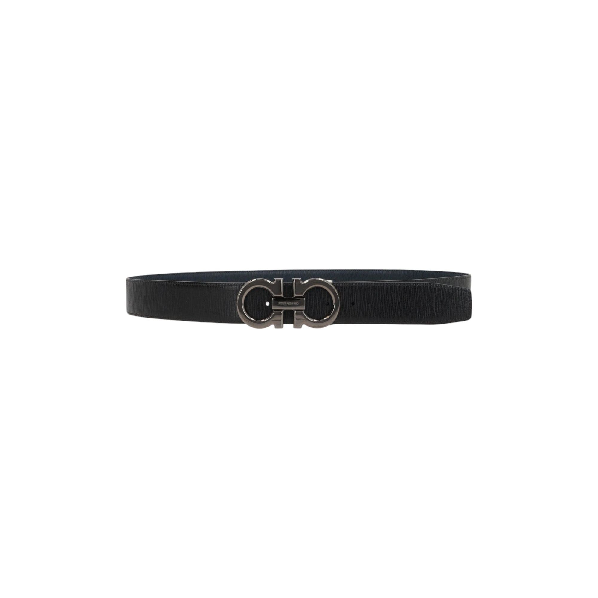 Gancini Textured Leather Reversible Belt-FERRAGAMO-JOHN JULIA