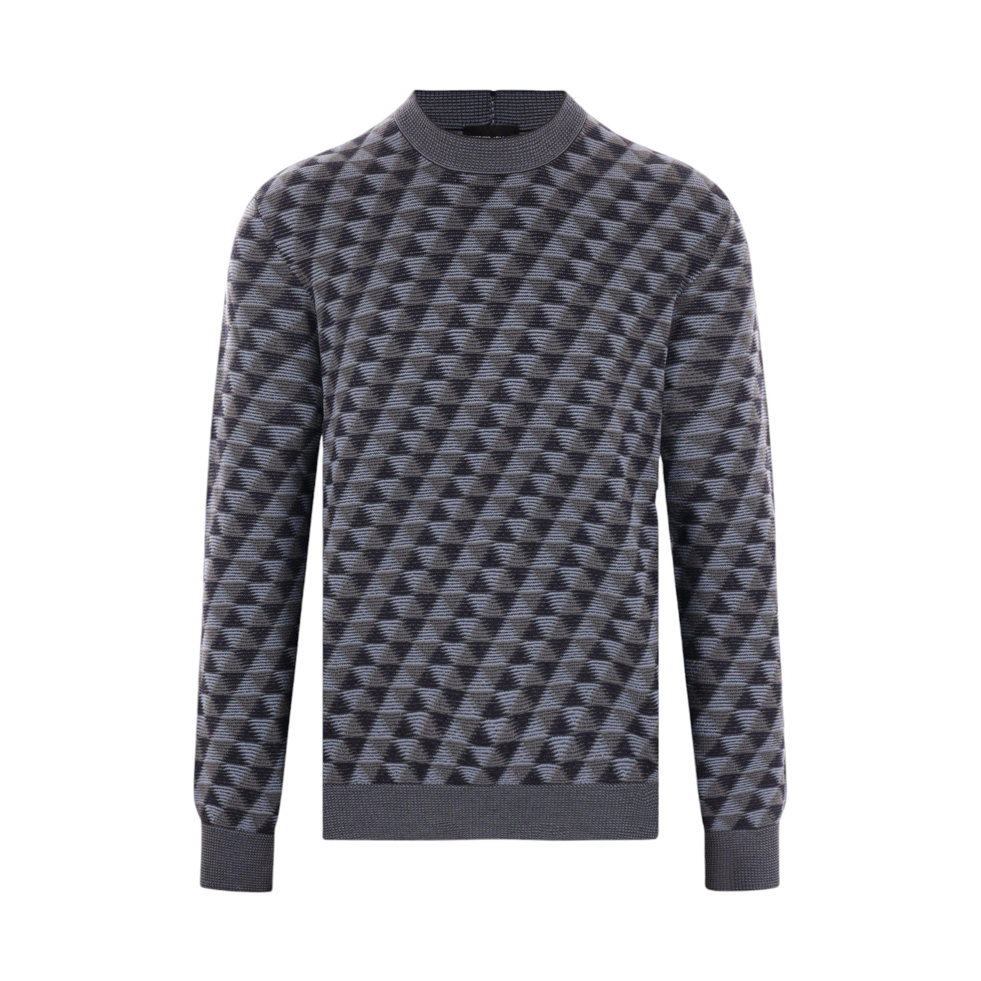 Geometric Jacquard Wool Sweater-GIORGIO ARMANI-JOHN JULIA