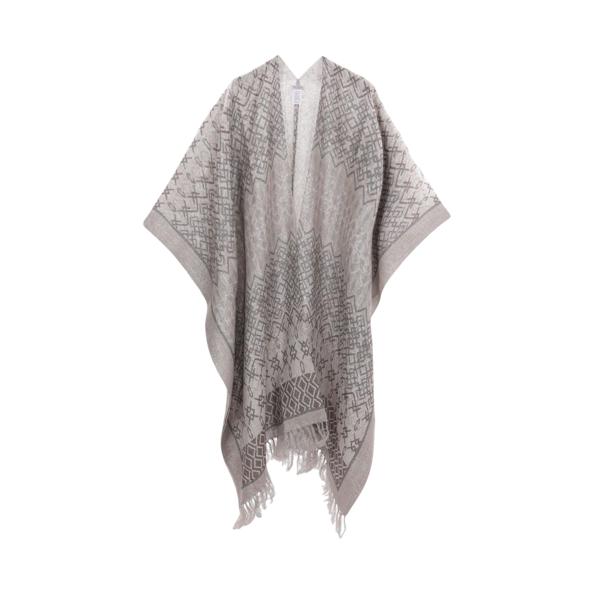 Geometric Print Linen Lurex Poncho-BRUNELLO CUCINELLI-JOHN JULIA