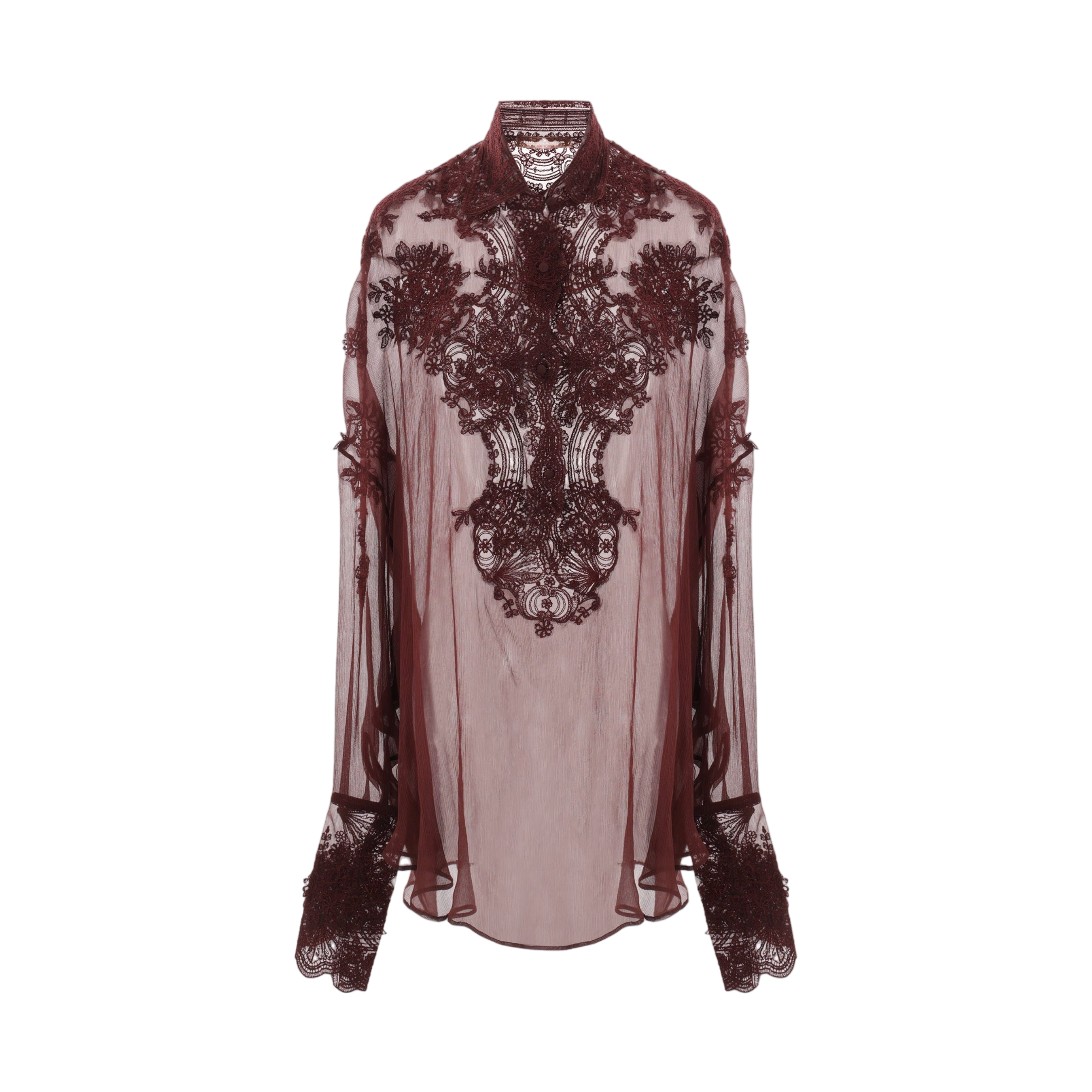 Georgette and Lace Oversize Blouse-ERMANNO SCERVINO-JOHN JULIA