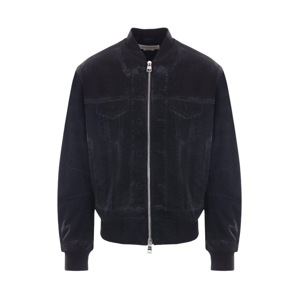 Ghostwash Denim Bomber Jacket-ALEXANDER MCQUEEN-JOHN JULIA