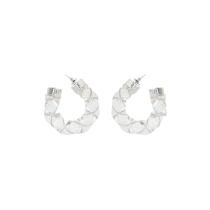 Glass Sterling Silver Twisted Hoop Earrings-BOTTEGA VENETA-JOHN JULIA