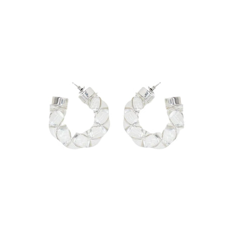 Glass Sterling Silver Twisted Hoop Earrings-BOTTEGA VENETA-JOHN JULIA