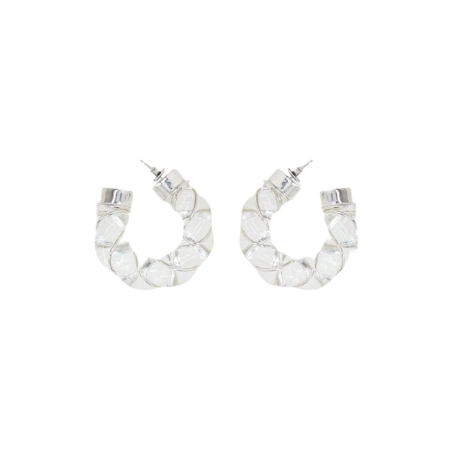 Glass Sterling Silver Twisted Hoop Earrings-BOTTEGA VENETA-JOHN JULIA