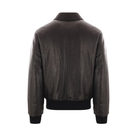 Grainy Nappa Bomber Jacket-SAINT LAURENT-JOHN JULIA