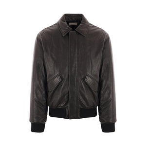 Grainy Nappa Bomber Jacket-SAINT LAURENT-JOHN JULIA