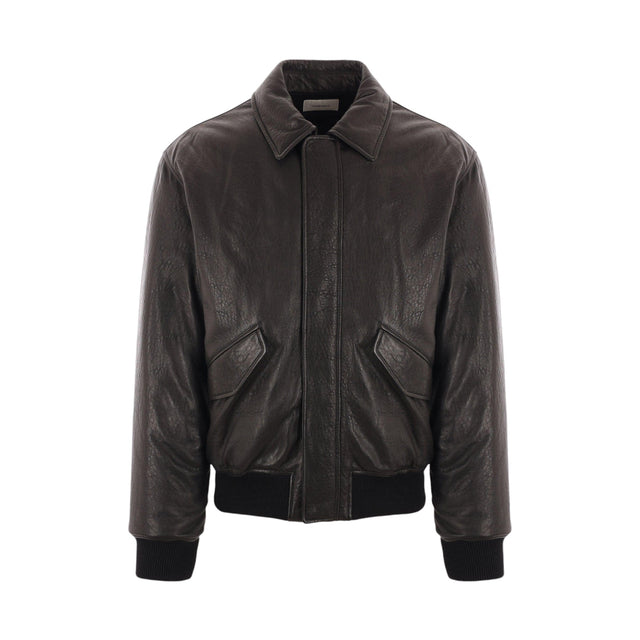 Grainy Nappa Bomber Jacket-SAINT LAURENT-JOHN JULIA