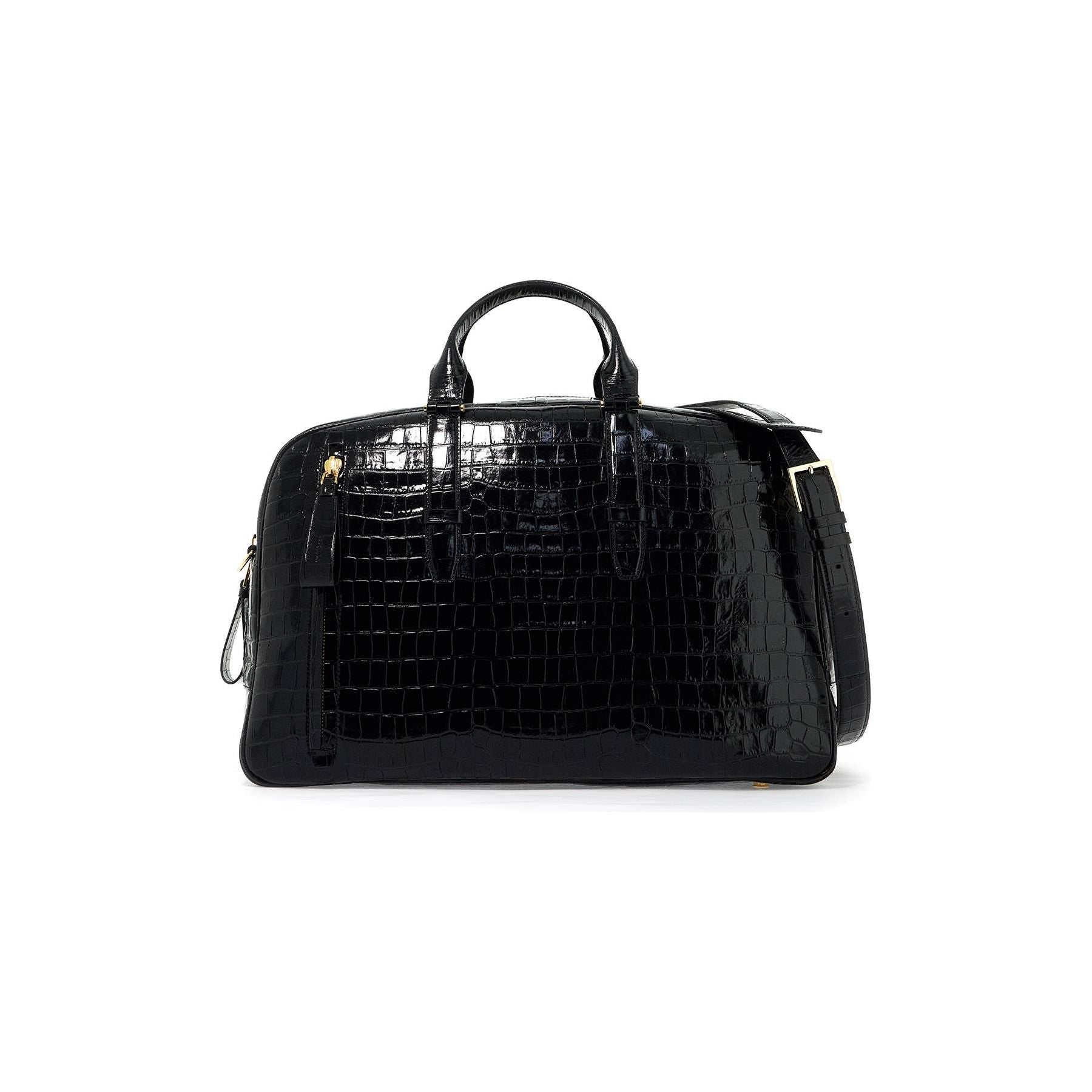 Croc-Embossed Leather Buckley Bowling Bag
