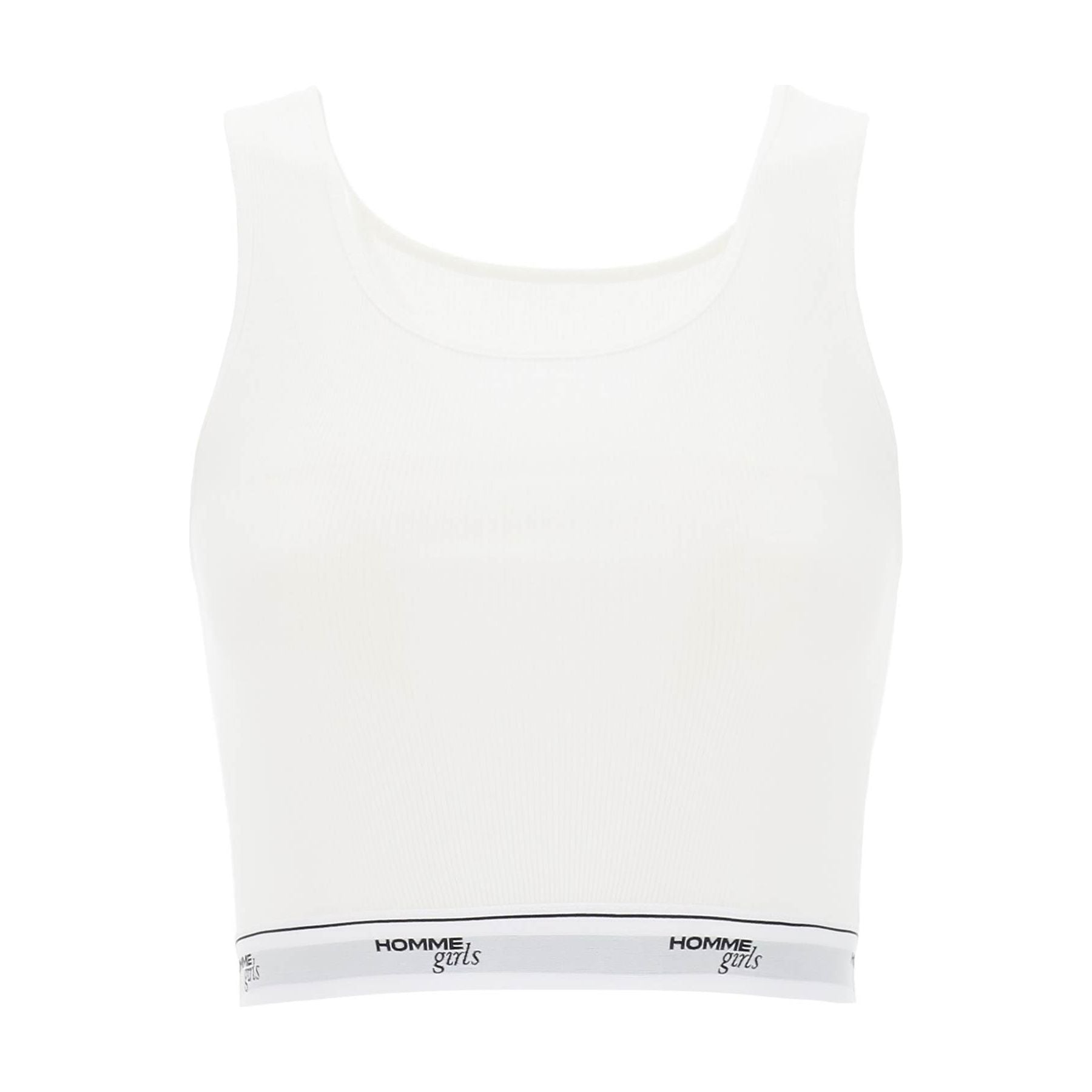 Cotton Crop Top With Logo Band