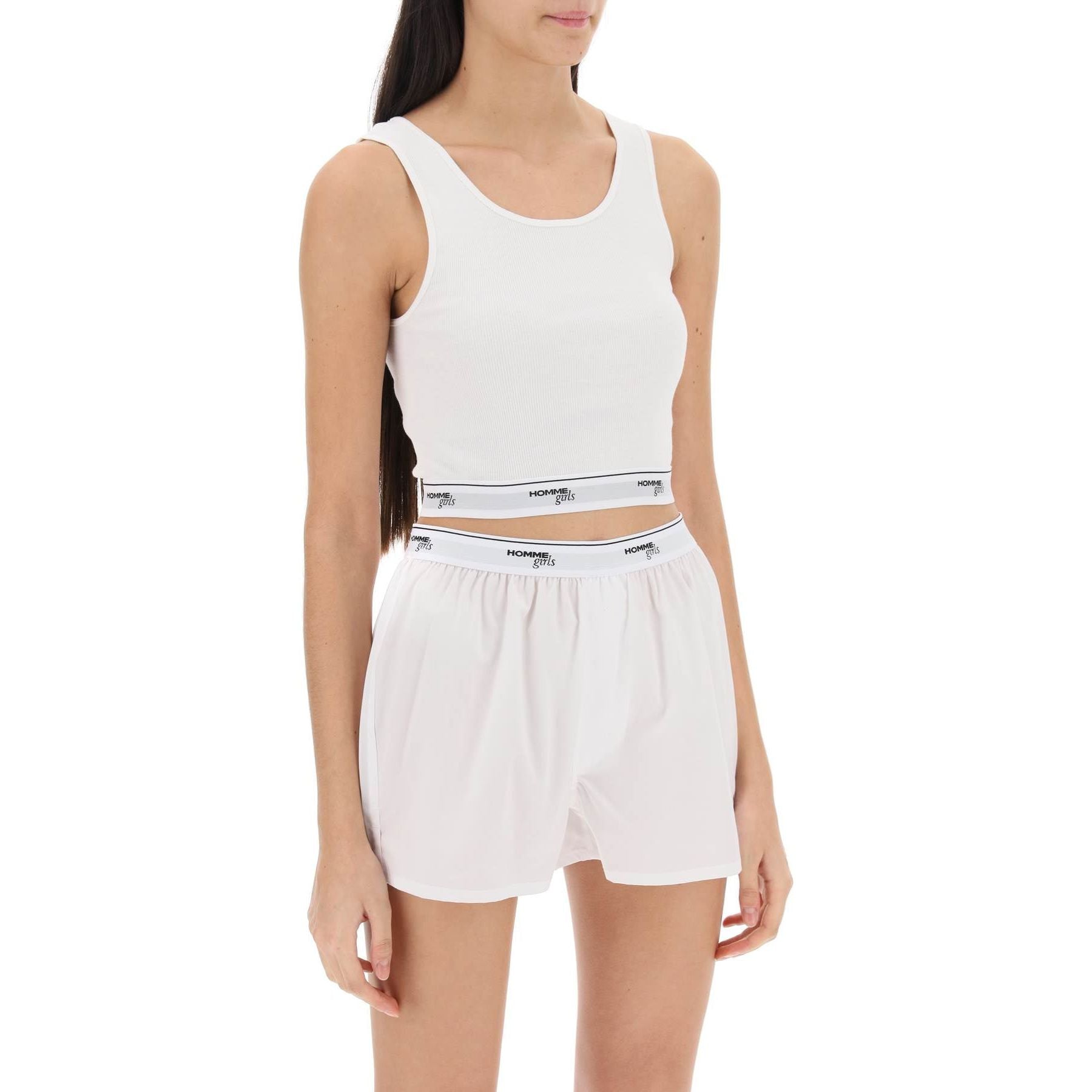 Cotton Crop Top With Logo Band