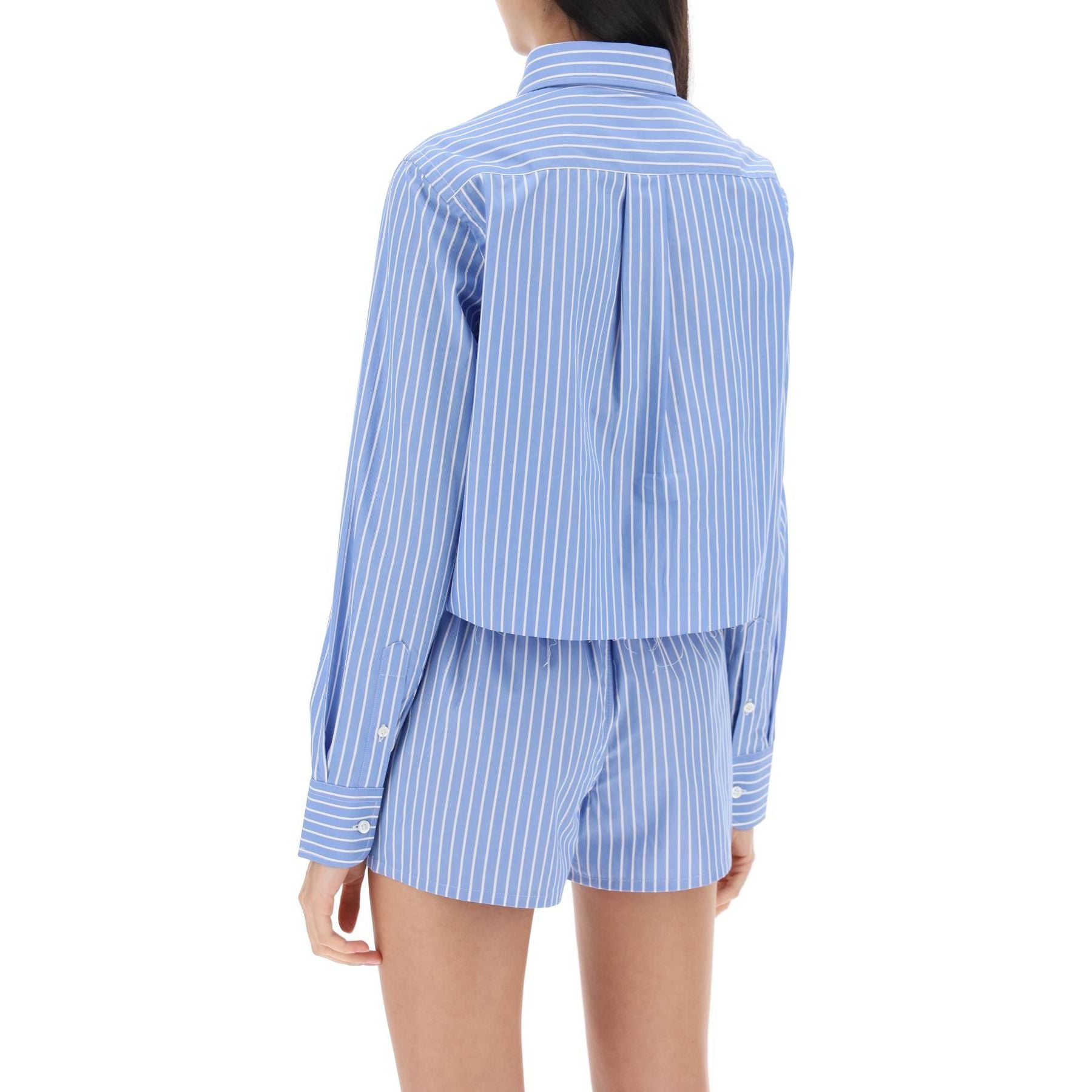 Cropped Striped Poplin Shirt