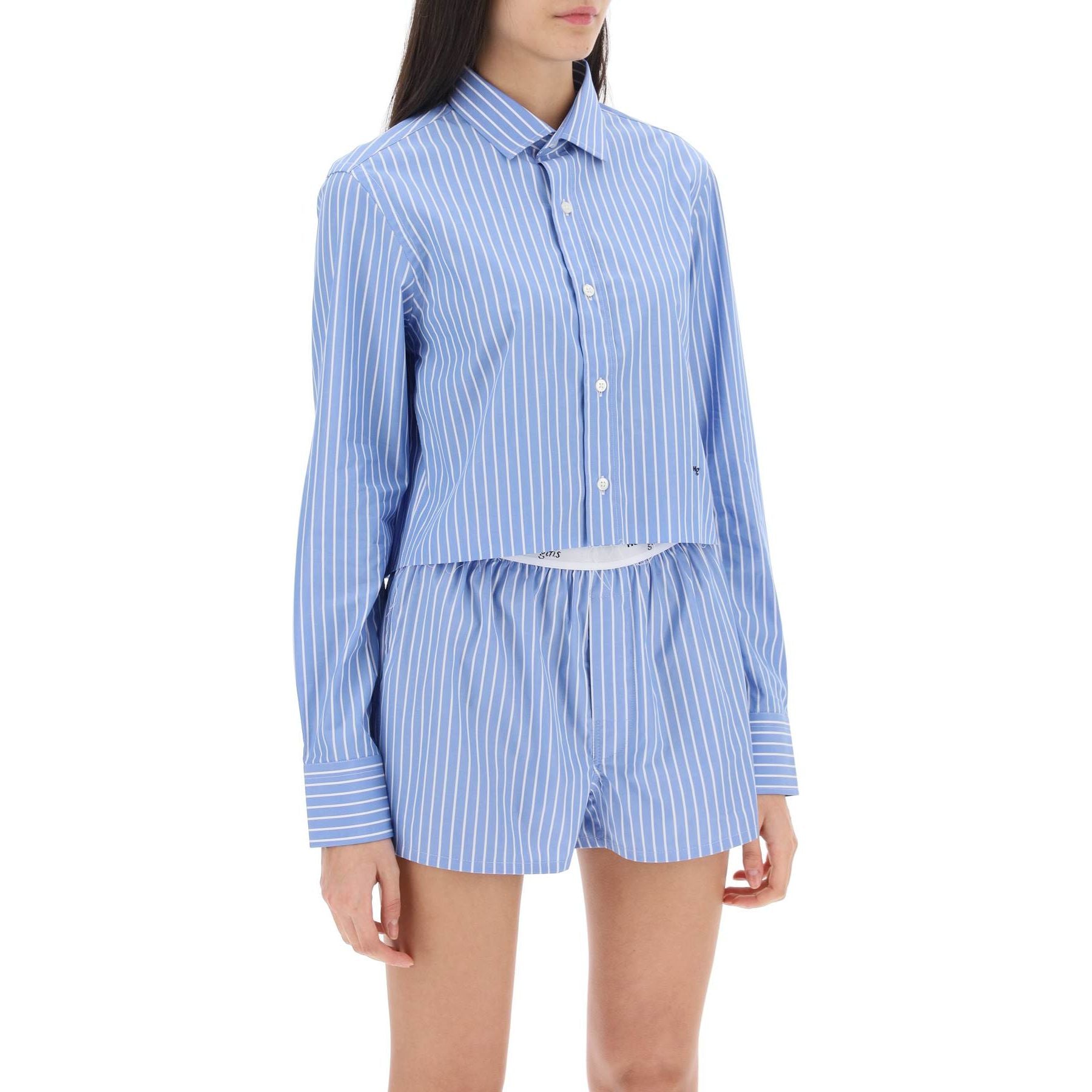 Cropped Striped Poplin Shirt