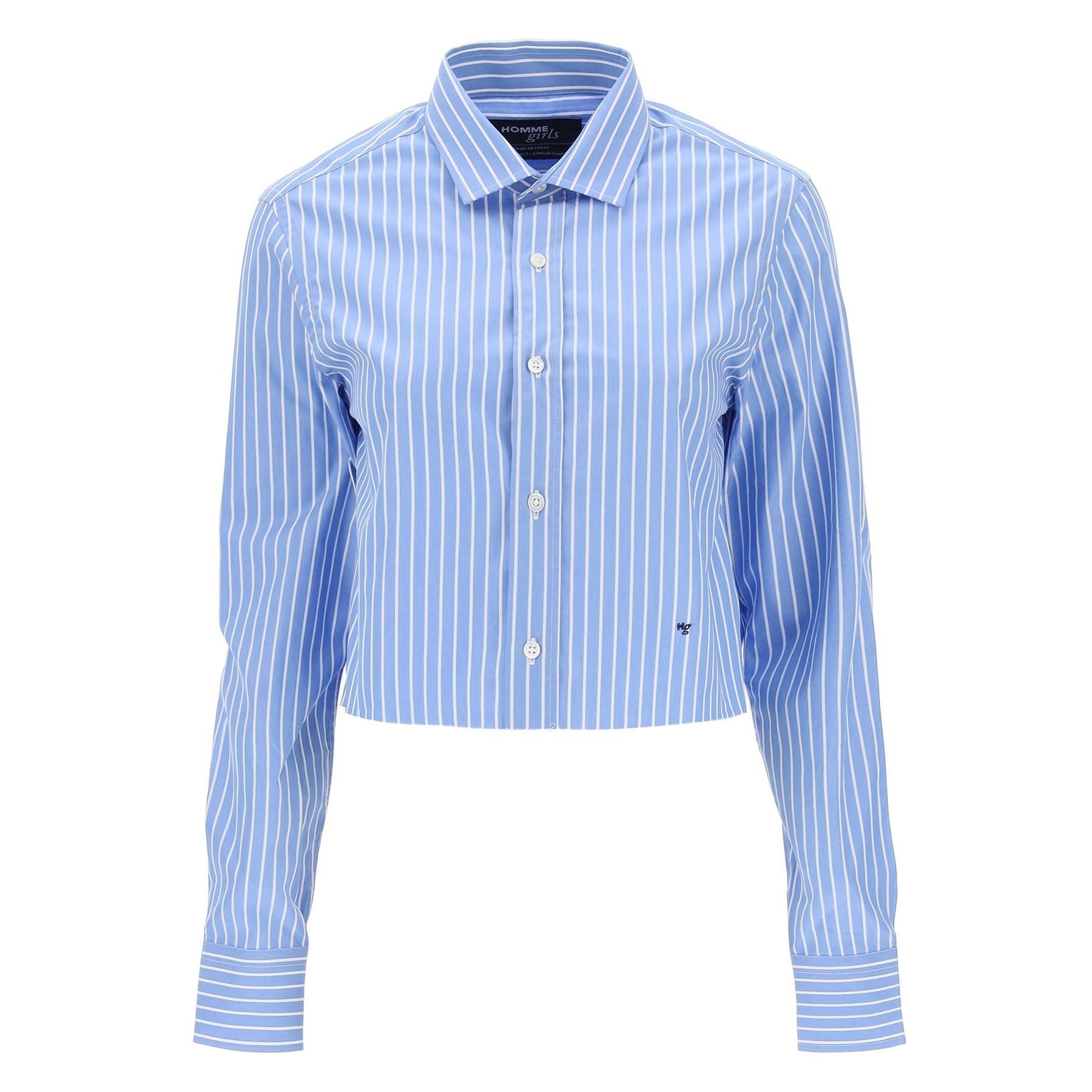 Cropped Striped Poplin Shirt