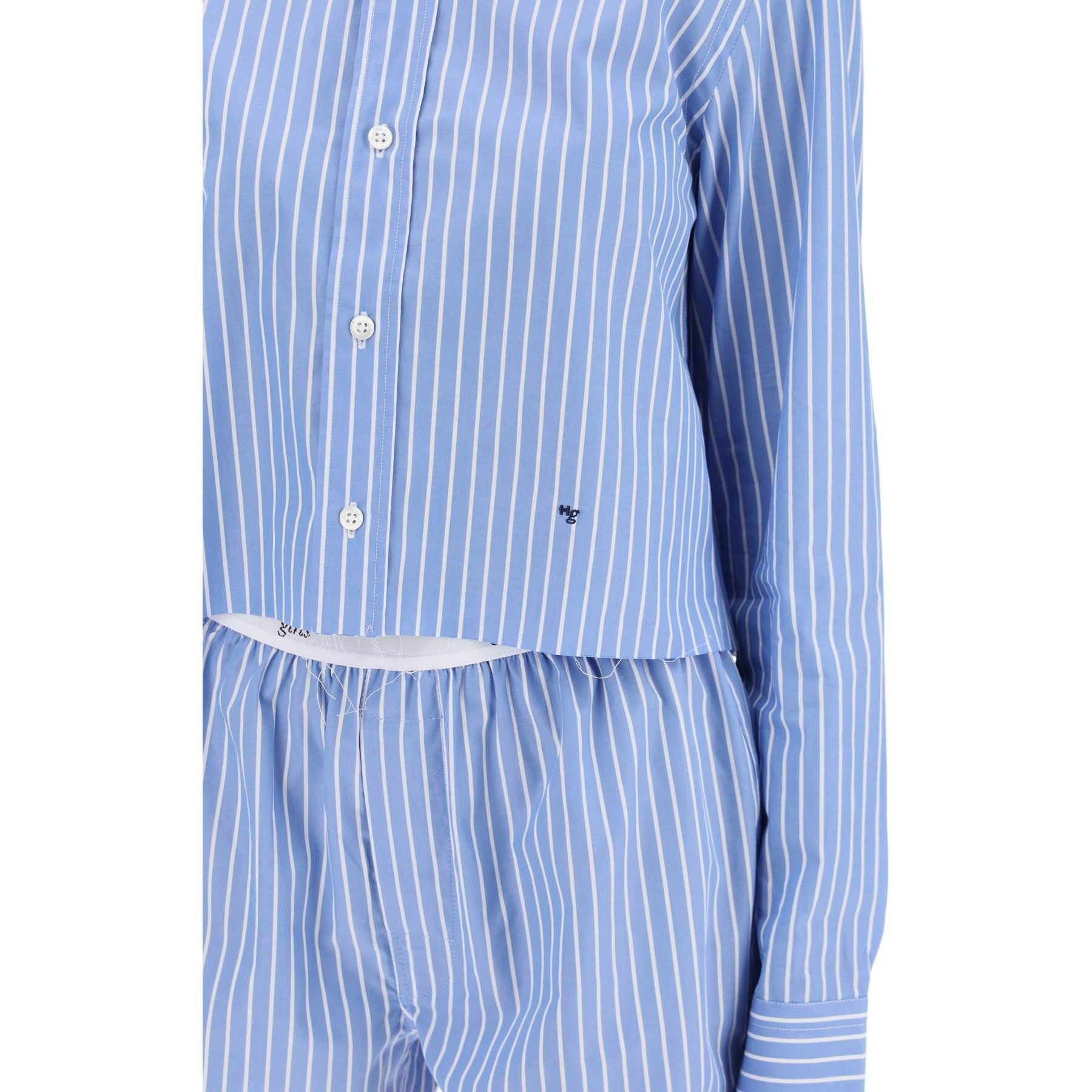 Cropped Striped Poplin Shirt