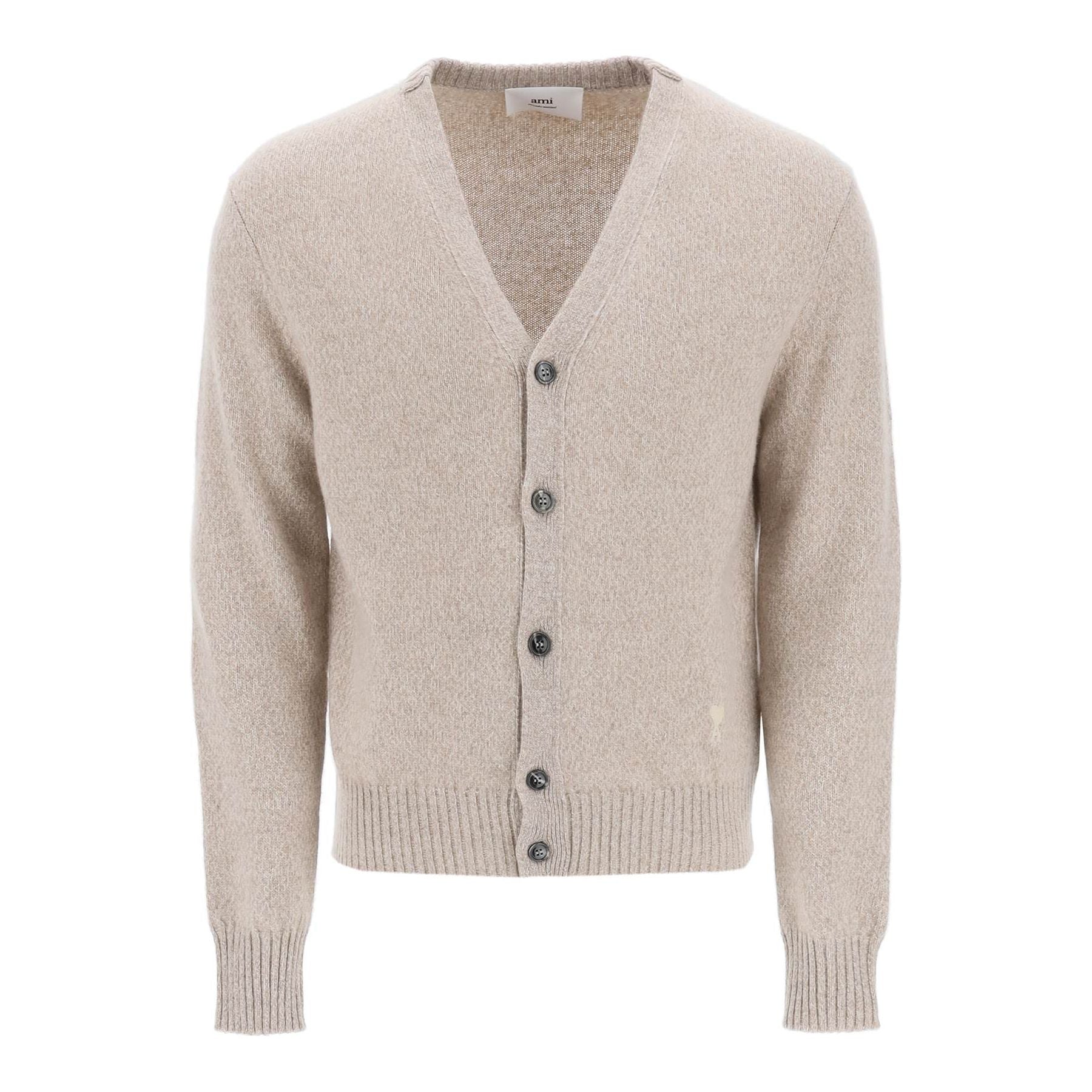 Melange Cashmere Cardigan with Embroidered Detail