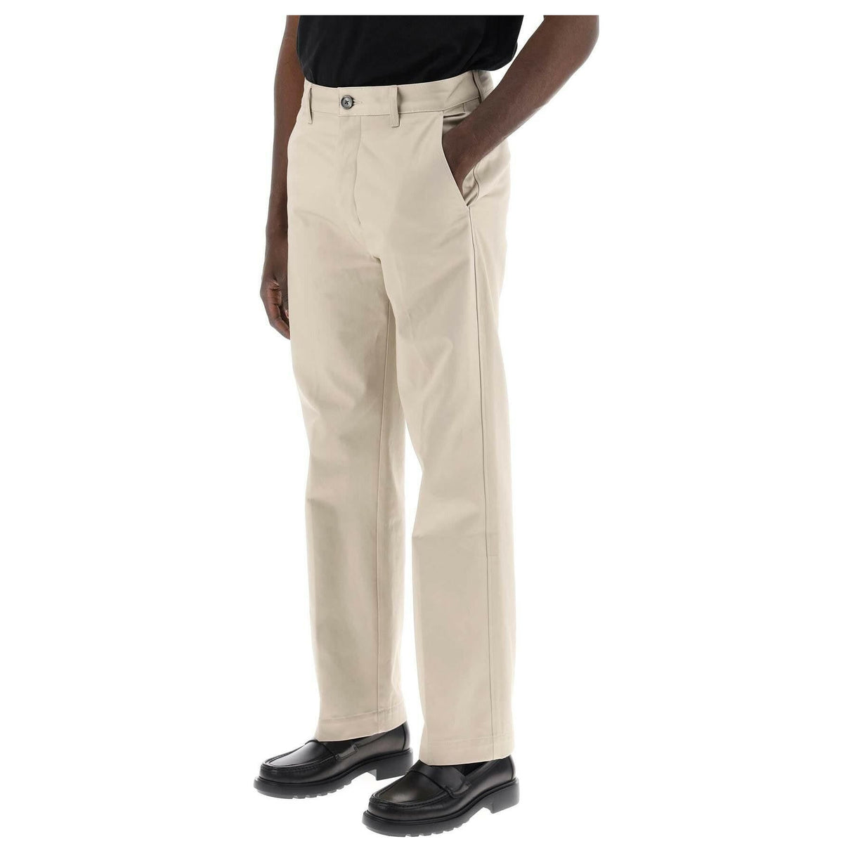 Cotton Satin Chino Pants AMI ALEXANDRE MATIUSSI JOHN JULIA.