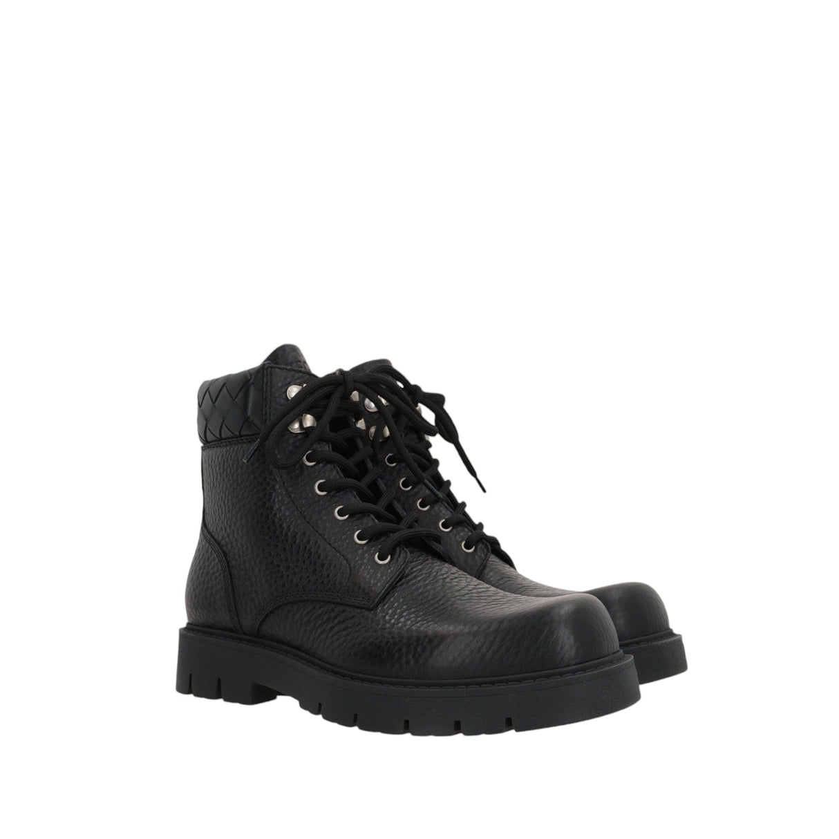 Haddock Grainy Leather Combat Boots-BOTTEGA VENETA-JOHN JULIA