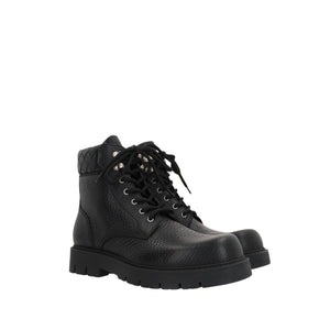 Haddock Grainy Leather Combat Boots-BOTTEGA VENETA-JOHN JULIA