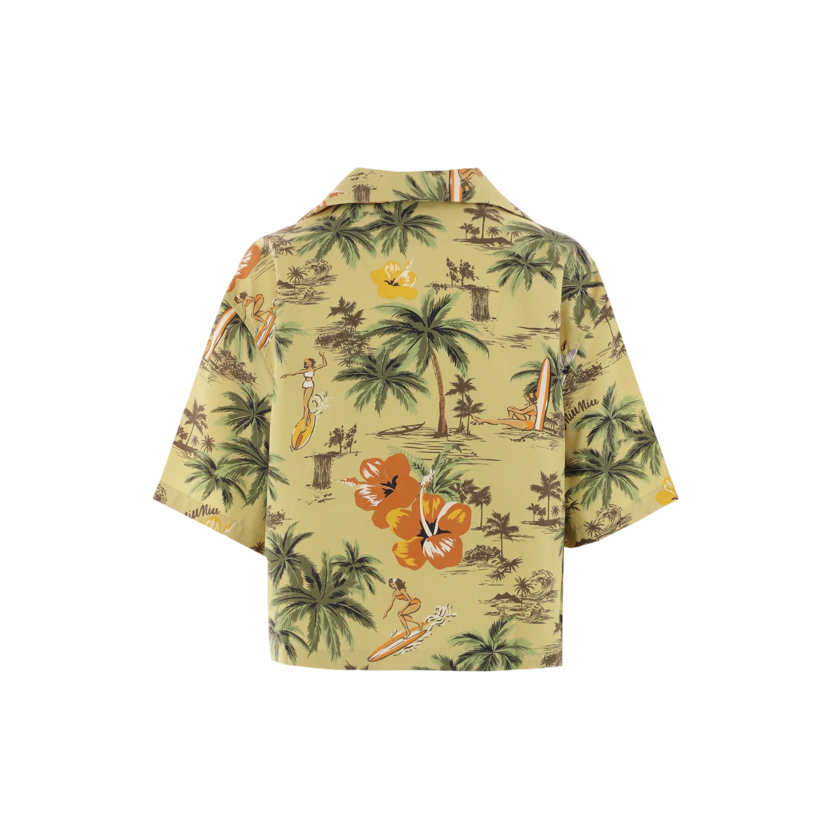 Hawaii Printed Silk Bowling Shirt-MIU MIU-JOHN JULIA