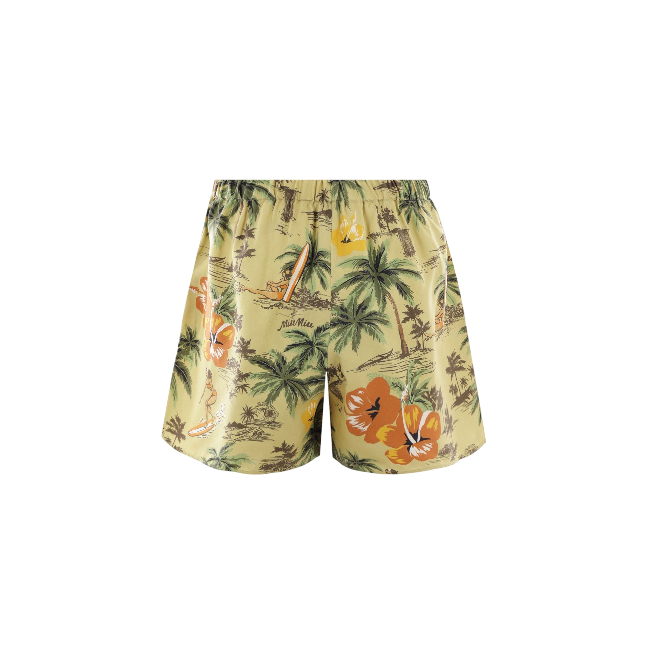 Hawaii Printed Silk Short Pants-MIU MIU-JOHN JULIA