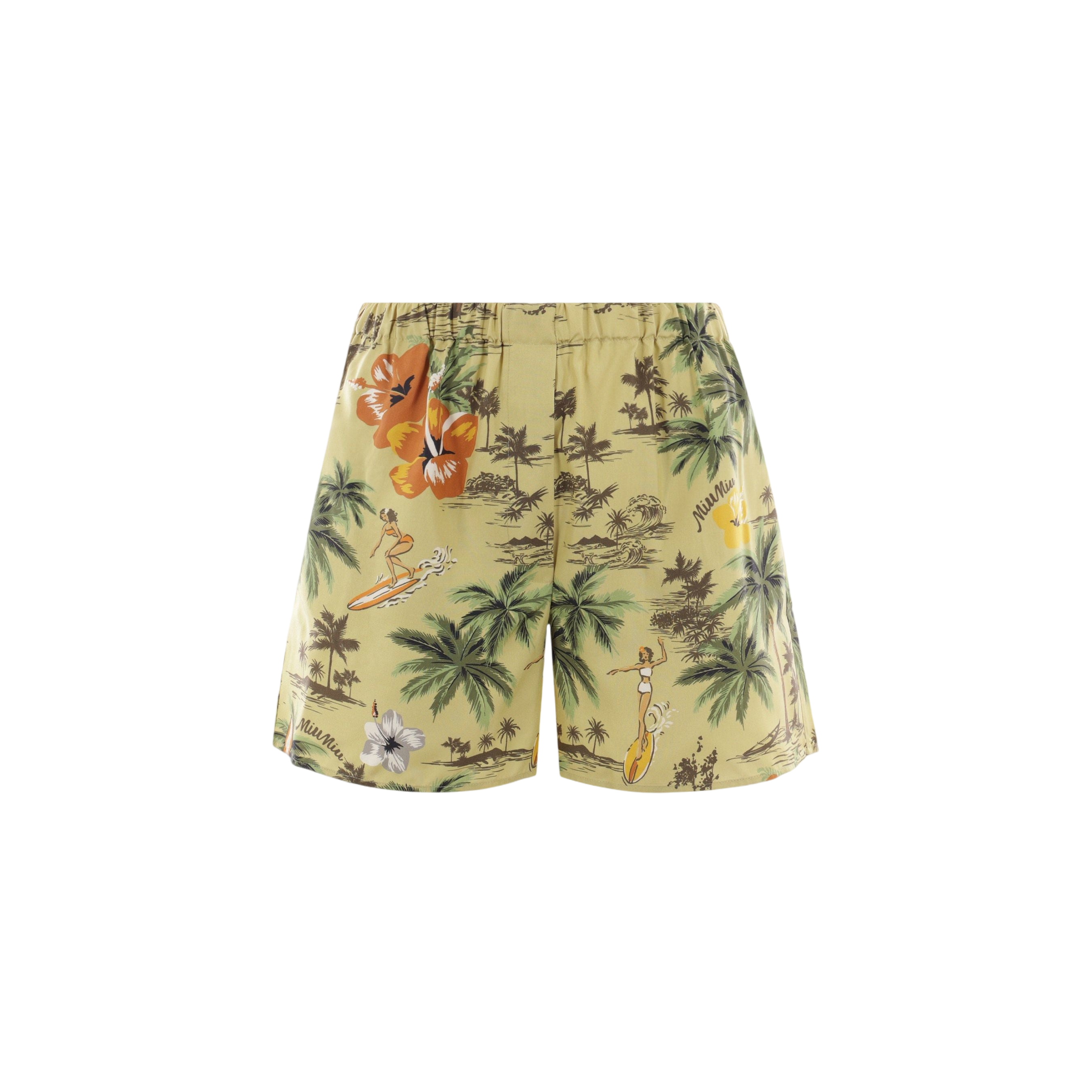 Hawaii Printed Silk Short Pants-MIU MIU-JOHN JULIA