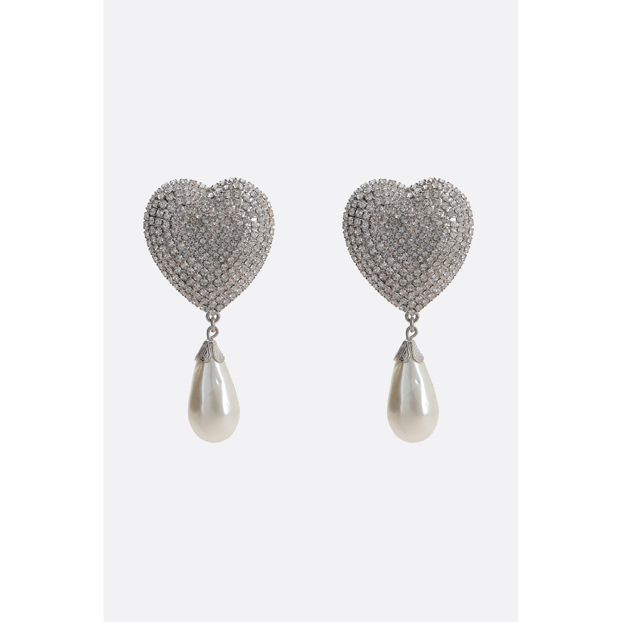 Heart Crystal Earrings With Pearl Pendant-ALESSANDRA RICH-JOHN JULIA