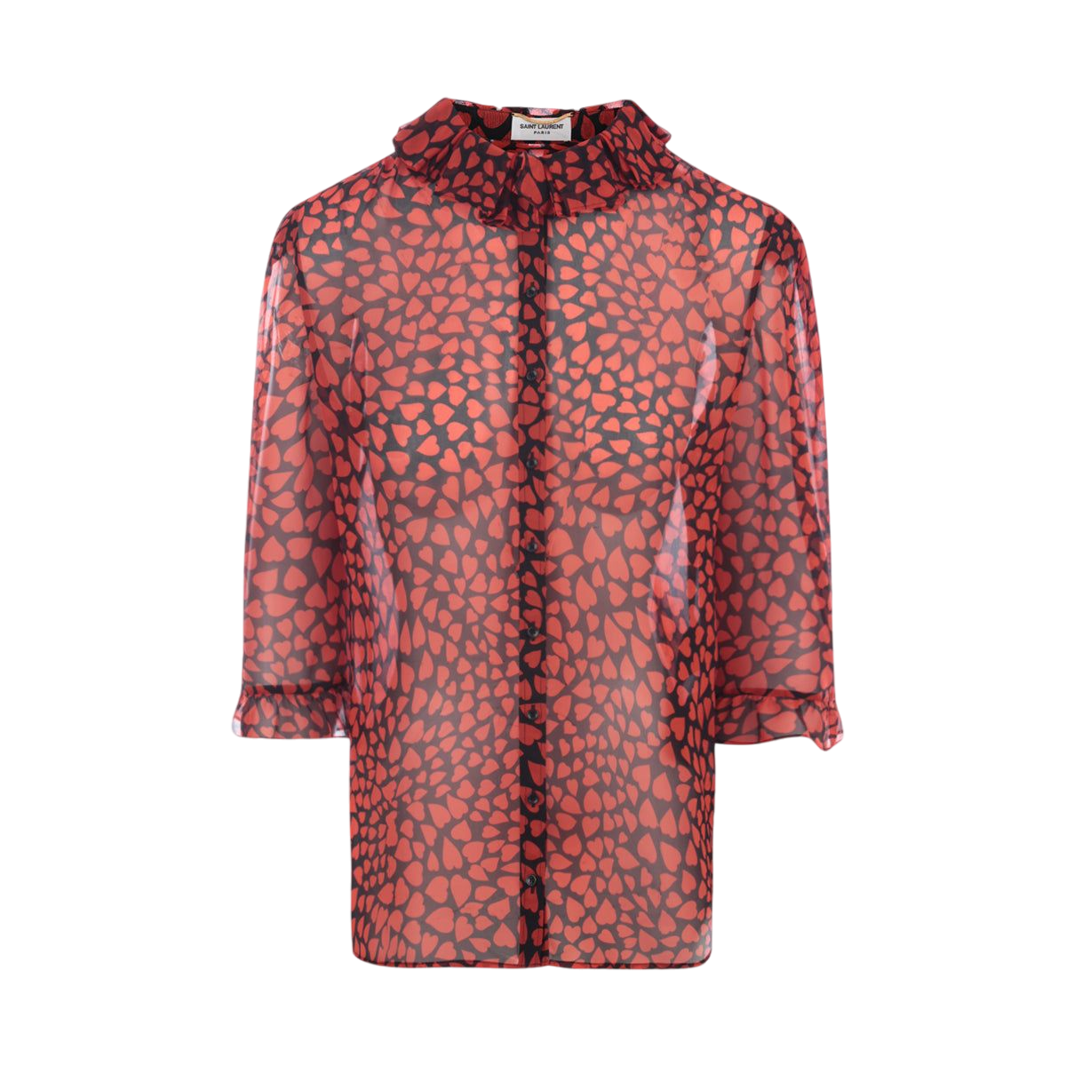 Heart Print Georgette Shirt-SAINT LAURENT-JOHN JULIA